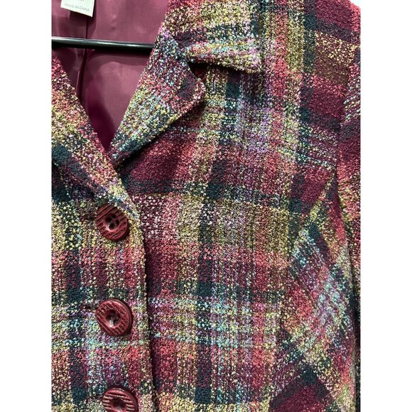 Christopher & Banks Petite Plaid Button Up Blazer Jacket Sz MP - Picture 4 of 9